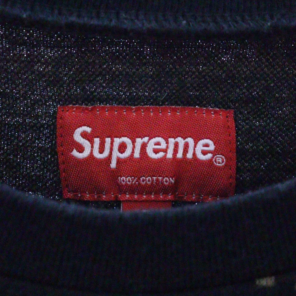 SUPREME(シュプリーム) 18SS Dash Stripe Crewneck ダッシュストライプ クラシックロゴエンブロイダリー クルーネック長袖Tシャツ カットソー ブラック/ブラウン