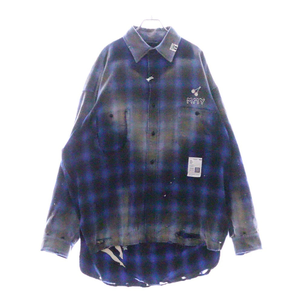MAISON MIHARAYASUHIRO(メゾンミハラヤスヒロ) 24SS VINTAGE LIKE CHECK SHIRT ヴィンテージライク チェック 長袖シャツ ブルー J12SH073