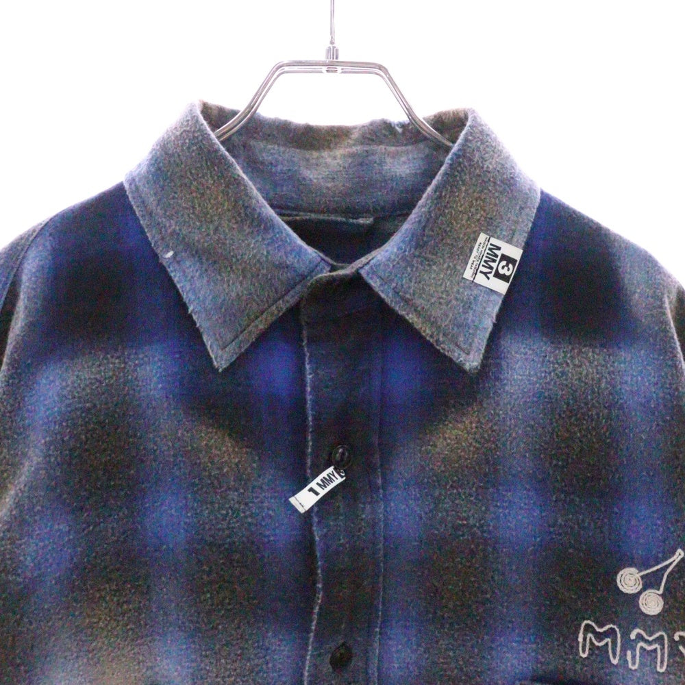 MAISON MIHARAYASUHIRO(メゾンミハラヤスヒロ) 24SS VINTAGE LIKE CHECK SHIRT ヴィンテージライク チェック 長袖シャツ ブルー J12SH073