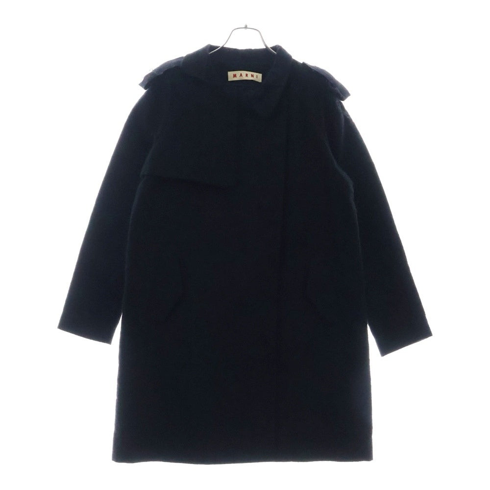 MARNI(マルニ) エポレット付 比翼ボタン アルパカ混ロングコート ブラック