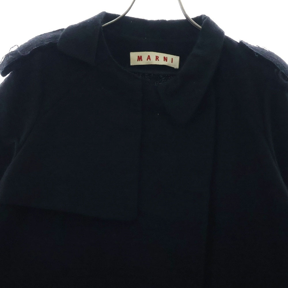 MARNI(マルニ) エポレット付 比翼ボタン アルパカ混ロングコート ブラック
