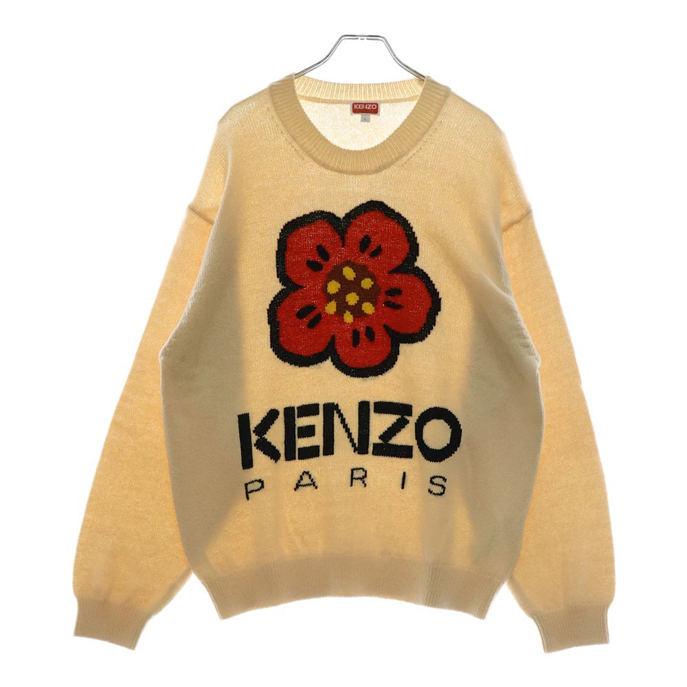 KENZO(ケンゾー) 24SS BOKE FLOWER ボケフラワー フロントロゴ クルーネック コットンニット セーター ホワイト FD55PU3803LD