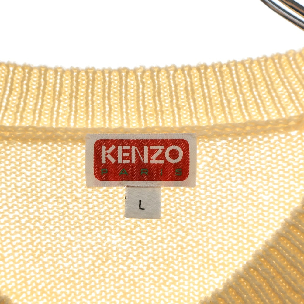KENZO(ケンゾー) 24SS BOKE FLOWER ボケフラワー フロントロゴ クルーネック コットンニット セーター ホワイト FD55PU3803LD