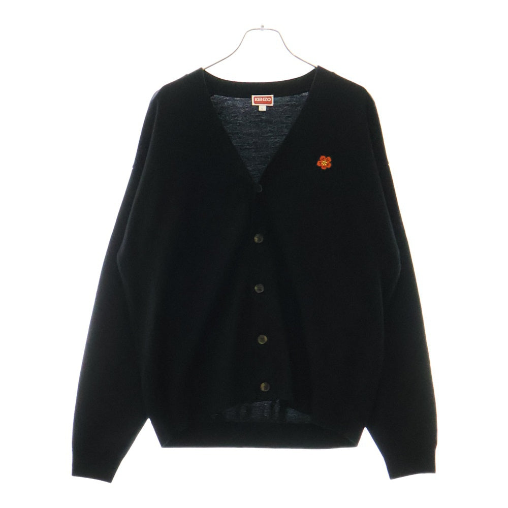 KENZO(ケンゾー) BOKE FLOWER CREST CARDIGA フラワー刺繍 5B ウールニット カーディガン ブラック FD55CA3813LB