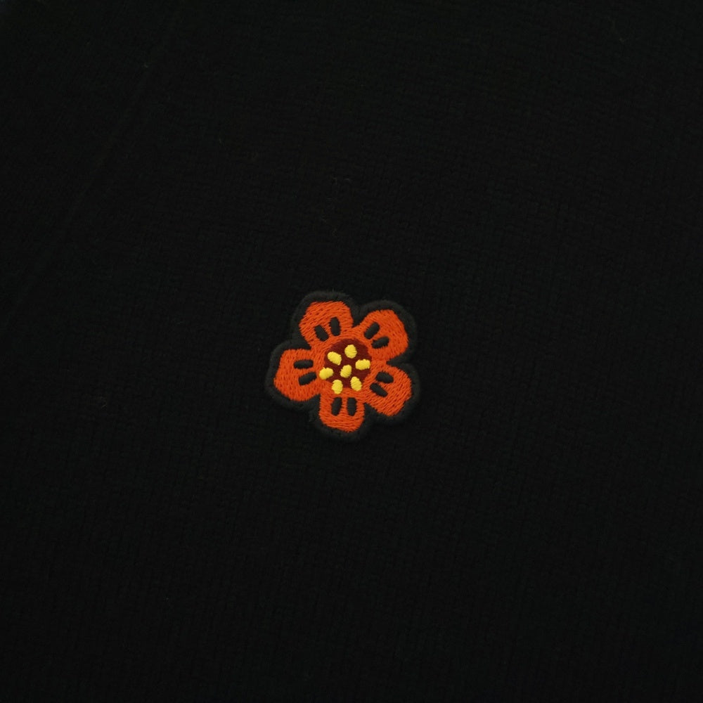 KENZO(ケンゾー) BOKE FLOWER CREST CARDIGA フラワー刺繍 5B ウールニット カーディガン ブラック FD55CA3813LB