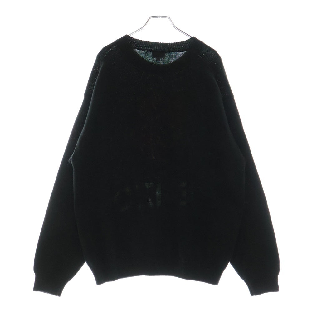 KENZO(ケンゾー) 24SS BOKE FLOWER ボケフラワー フロントロゴ クルーネック コットンニット セーター ブラック FD55PU3803LC