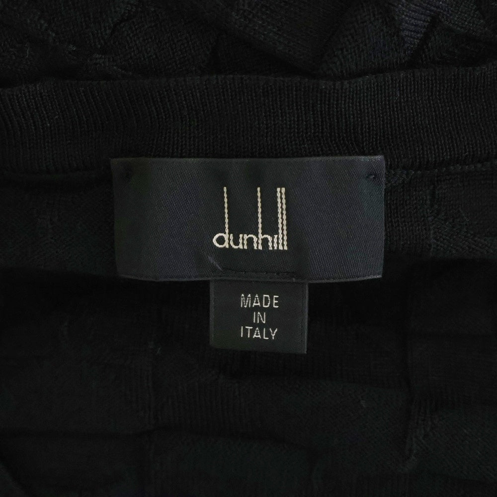 dunhill(ダンヒル) イタリア製 幾何学模様 クルーネック シルク混 ウールニット セーター ブラック