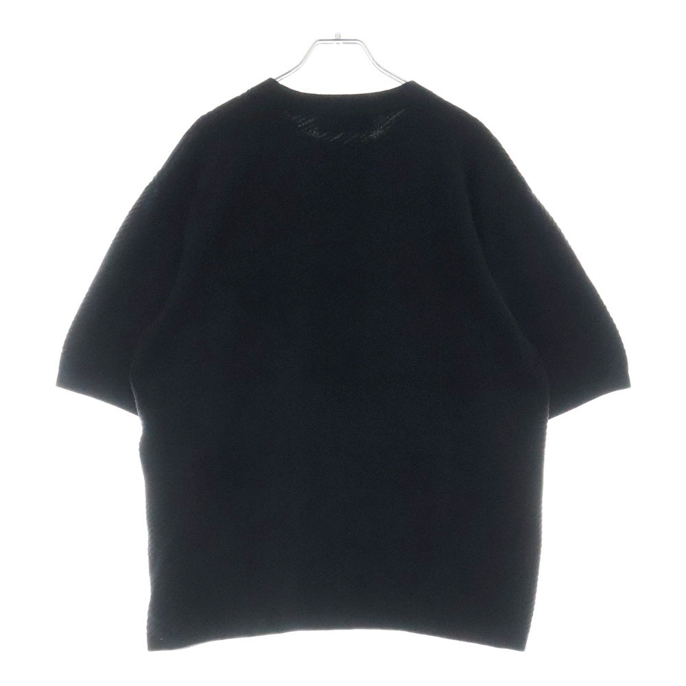 BLACK LABEL CRESTBRIDGE(ブラックレーベルクレストブリッジ) ビッグブロックチェック柄 クルーネック ポリコットン 半袖ニット セーター ブラック 51N11-501-09
