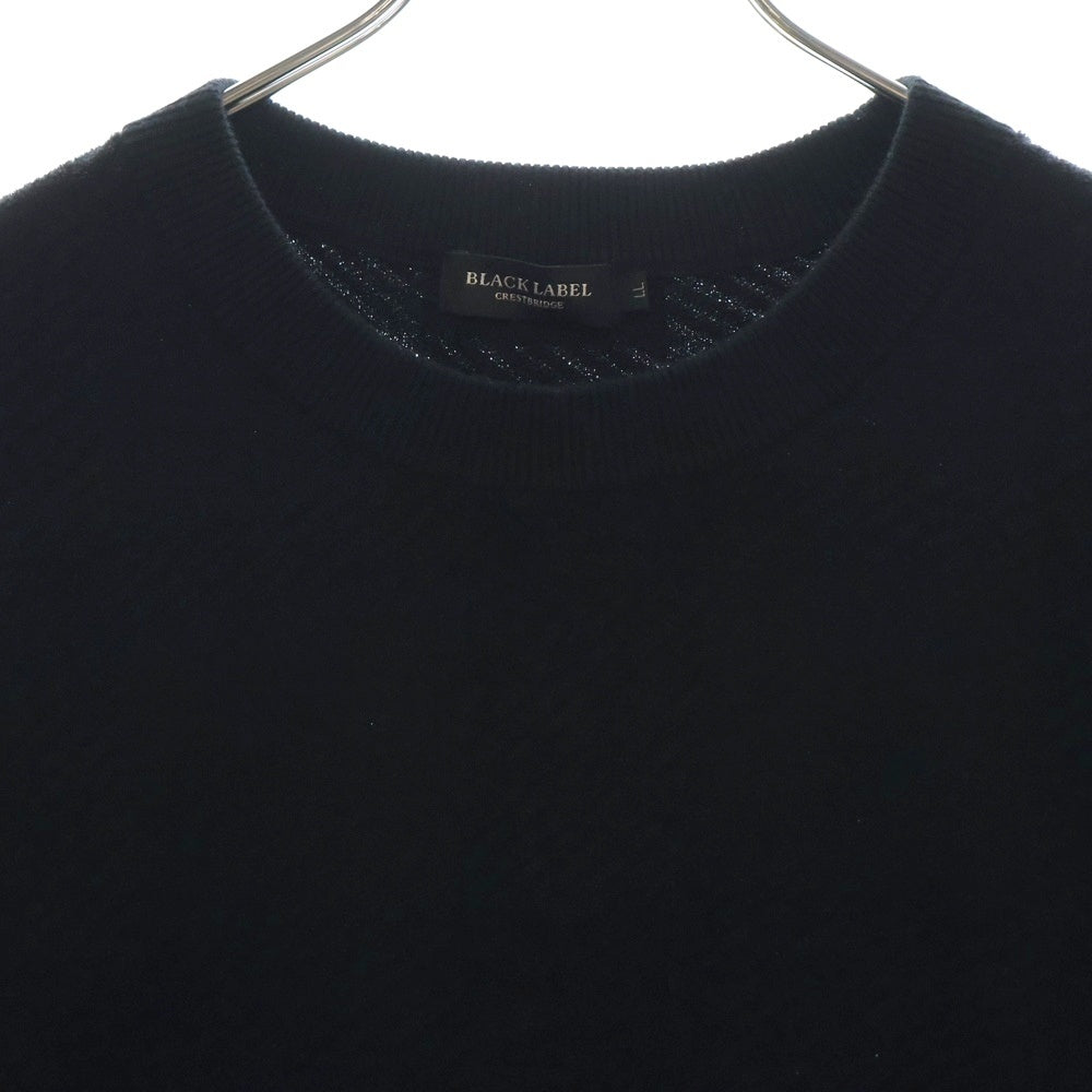 BLACK LABEL CRESTBRIDGE(ブラックレーベルクレストブリッジ) ビッグブロックチェック柄 クルーネック ポリコットン 半袖ニット セーター ブラック 51N11-501-09