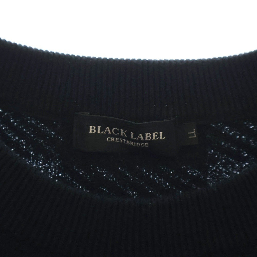 BLACK LABEL CRESTBRIDGE(ブラックレーベルクレストブリッジ) ビッグブロックチェック柄 クルーネック ポリコットン 半袖ニット セーター ブラック 51N11-501-09