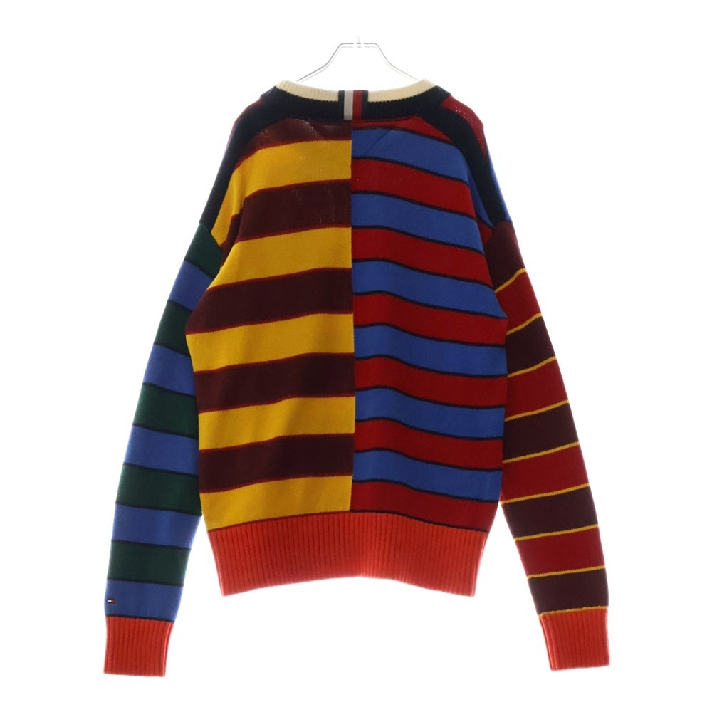 TOMMY HILFIGER(トミーヒルフィガー) マルチボーダーデザイン フロントポケット クルーネック コットンニット セーター マルチカラー 4500218262