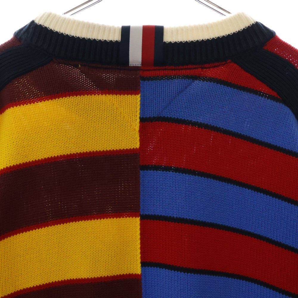 TOMMY HILFIGER(トミーヒルフィガー) マルチボーダーデザイン フロントポケット クルーネック コットンニット セーター マルチカラー 4500218262