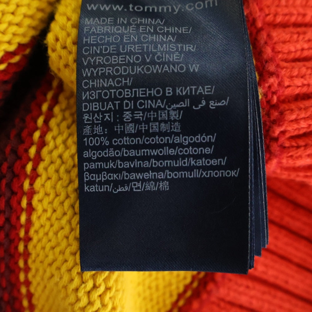 TOMMY HILFIGER(トミーヒルフィガー) マルチボーダーデザイン フロントポケット クルーネック コットンニット セーター マルチカラー 4500218262