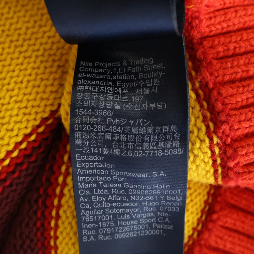 TOMMY HILFIGER(トミーヒルフィガー) マルチボーダーデザイン フロントポケット クルーネック コットンニット セーター マルチカラー 4500218262