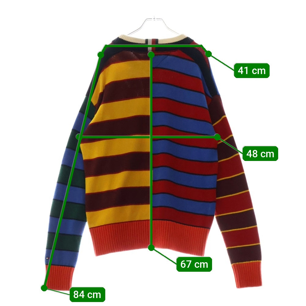 TOMMY HILFIGER(トミーヒルフィガー) マルチボーダーデザイン フロントポケット クルーネック コットンニット セーター マルチカラー 4500218262