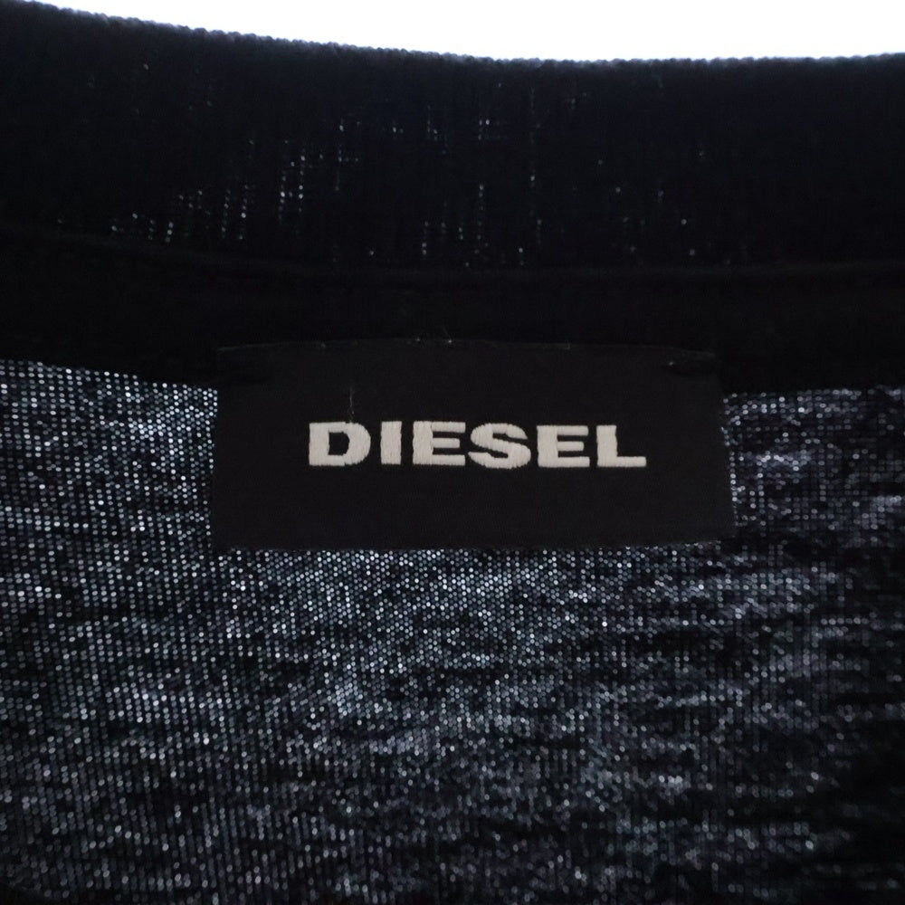DIESEL(ディーゼル) BOX LOGO ボックス ロゴ 反射テープデザイン フロントプリント クルーネック 半袖Tシャツ カットソー ブラック