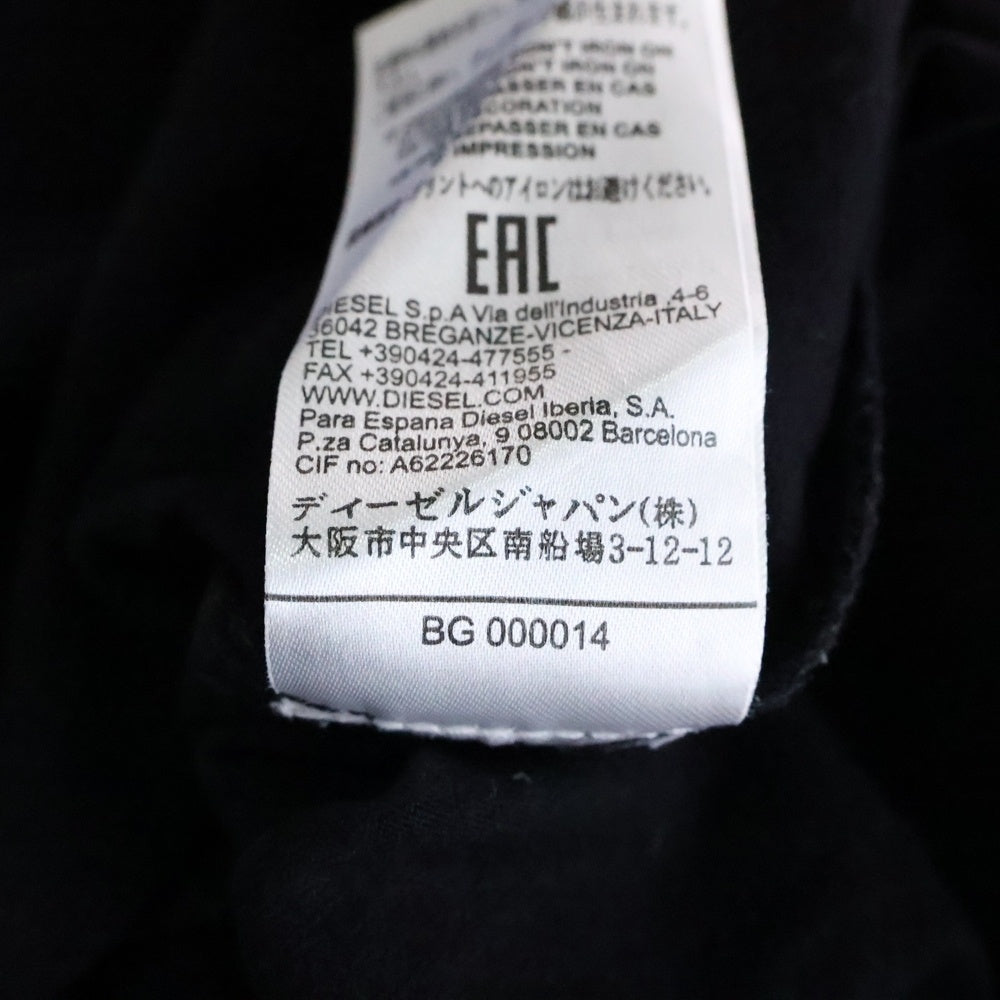 DIESEL(ディーゼル) BOX LOGO ボックス ロゴ 反射テープデザイン フロントプリント クルーネック 半袖Tシャツ カットソー ブラック