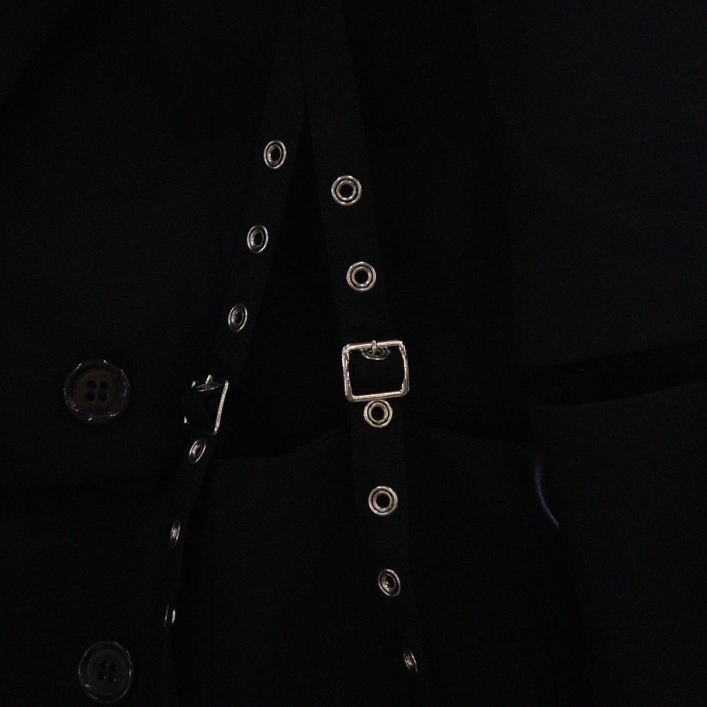 NOIR KEI NINOMIYA(ノワール ケイニノミヤ) 25SS Buckle-Detail Jacket バックルディティール ウールオックスベルトジャケット ブラック レディース 3O-J005 AD2024