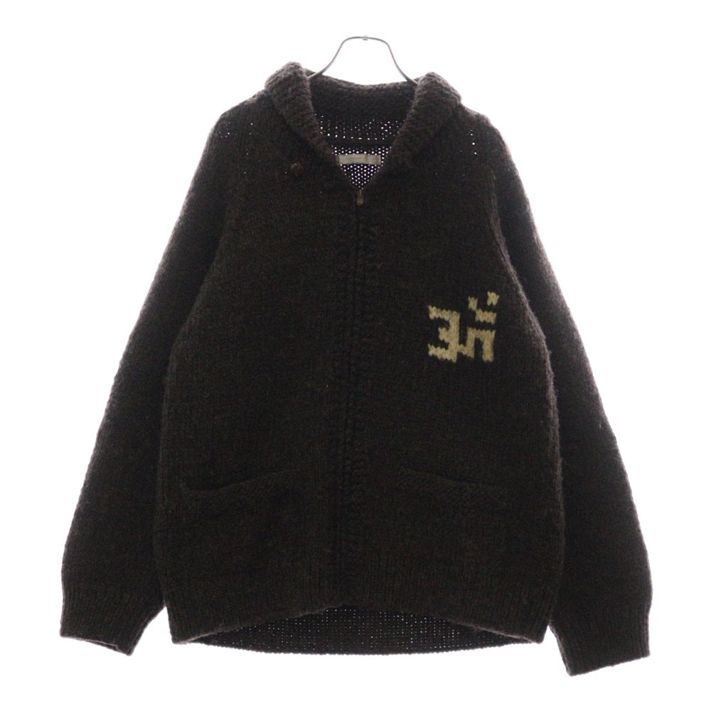 NUMBER (N)INE(ナンバーナイン) 03AW NOWHEREMAN ノーウェアマン ジョージ期 くるみボタン ジップアップ カウチンニット セーター ブラウン