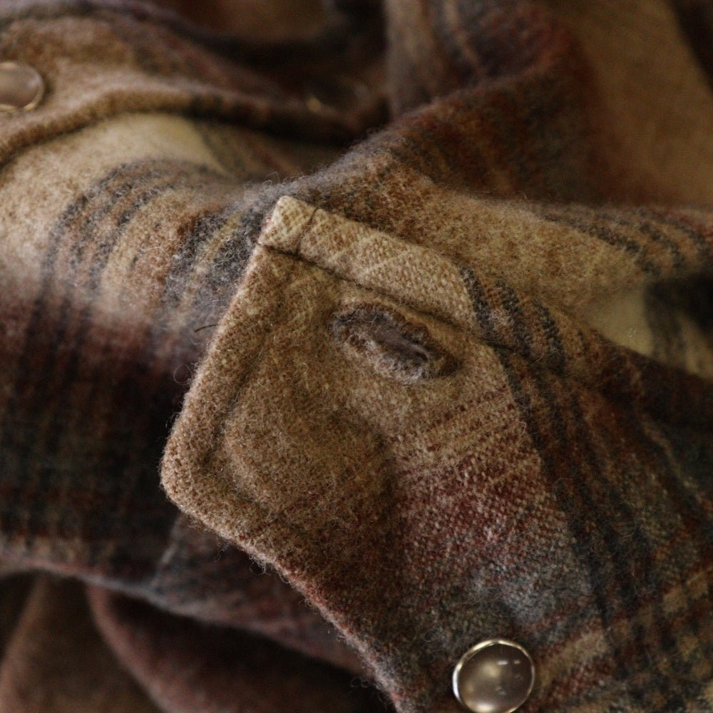 PENDLETON(ペンドルトン) 70S HIGH GRADE WESTERN WEAR ハイ グレード ウエスタン ウェア チェック柄 フランネル長袖シャツ ブラウン
