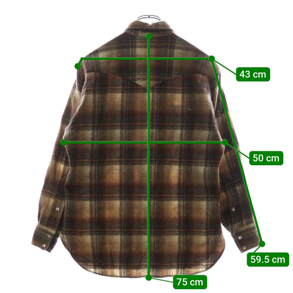 PENDLETON(ペンドルトン) 70S HIGH GRADE WESTERN WEAR ハイ グレード ウエスタン ウェア チェック柄 フランネル長袖シャツ ブラウン