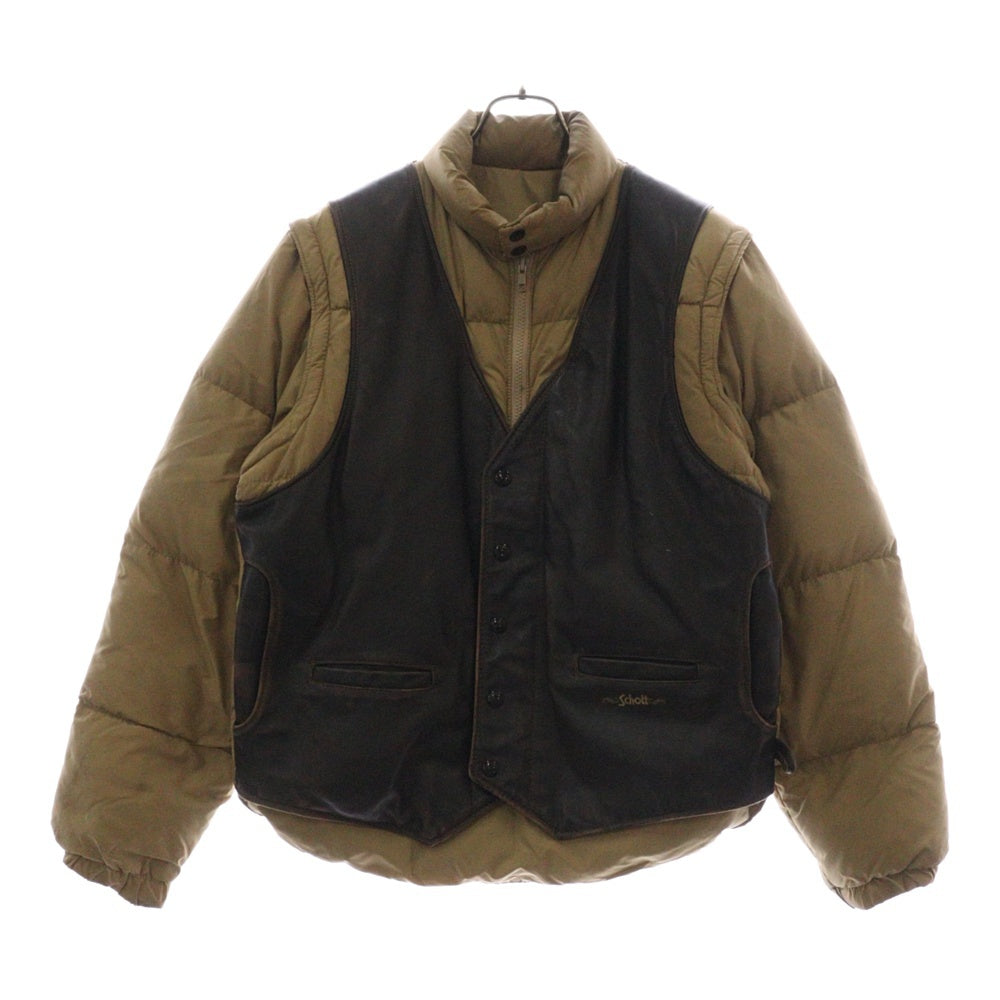 SCHOTT(ショット) 90S USA製 2WAY レザー ダウンベストジャケット ベージュ 126