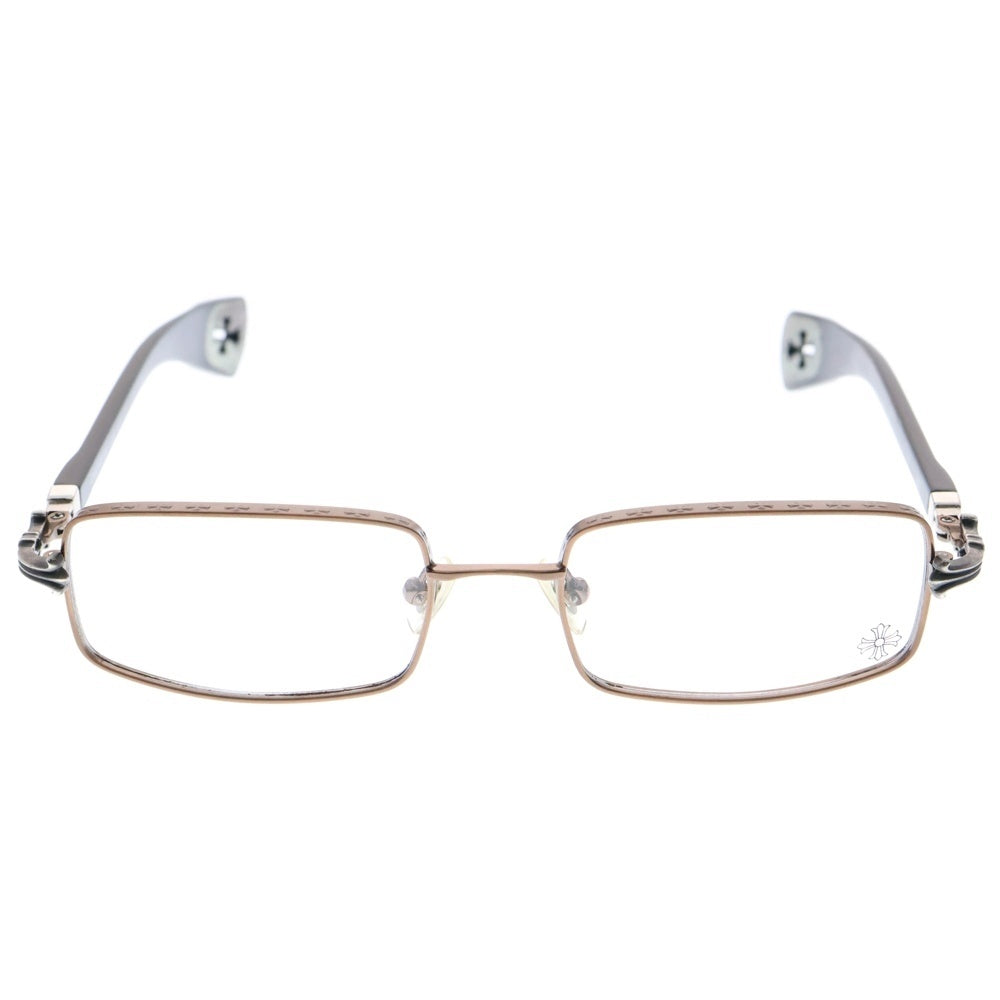 CHROME HEARTS(クロムハーツ) AXE ANTIQUE SILVER EBONY WOOD CHクロス スクエアフレーム エボ二ウッド 眼鏡 ブラウン/シルバー