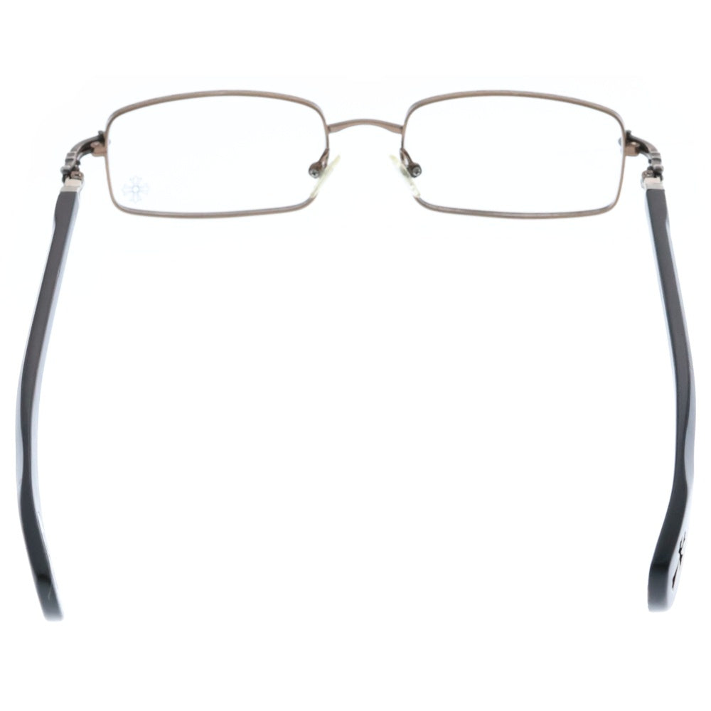 CHROME HEARTS(クロムハーツ) AXE ANTIQUE SILVER EBONY WOOD CHクロス スクエアフレーム エボ二ウッド 眼鏡 ブラウン/シルバー