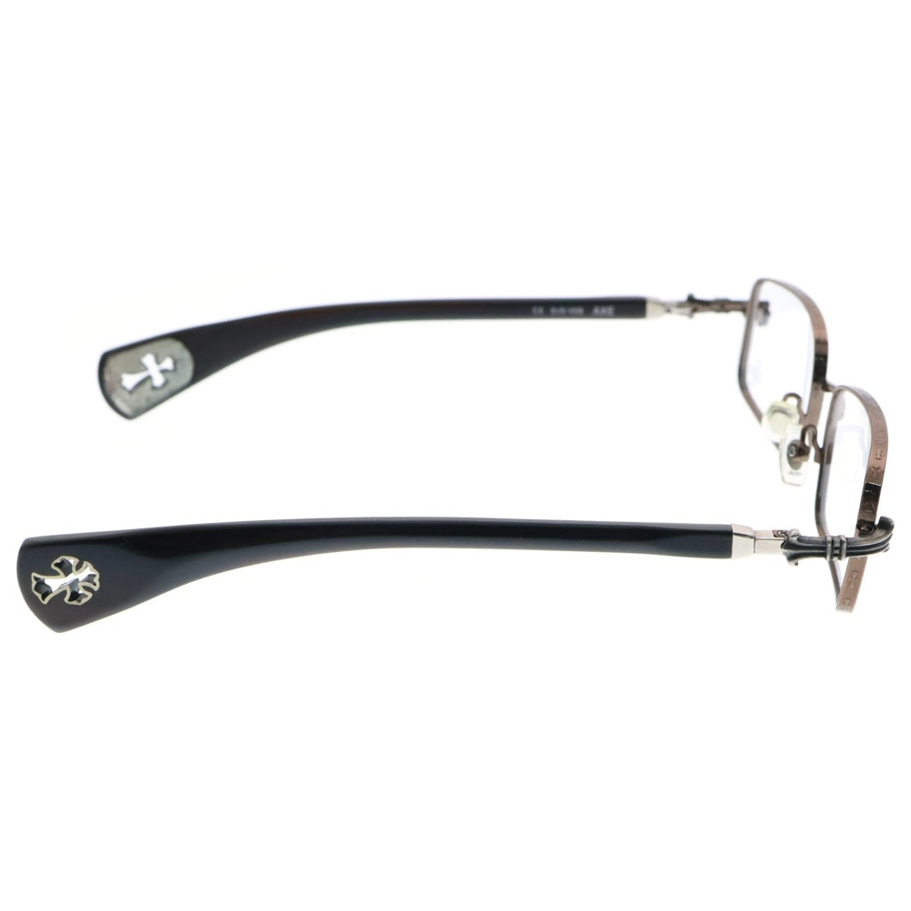 CHROME HEARTS(クロムハーツ) AXE ANTIQUE SILVER EBONY WOOD CHクロス スクエアフレーム エボ二ウッド 眼鏡 ブラウン/シルバー