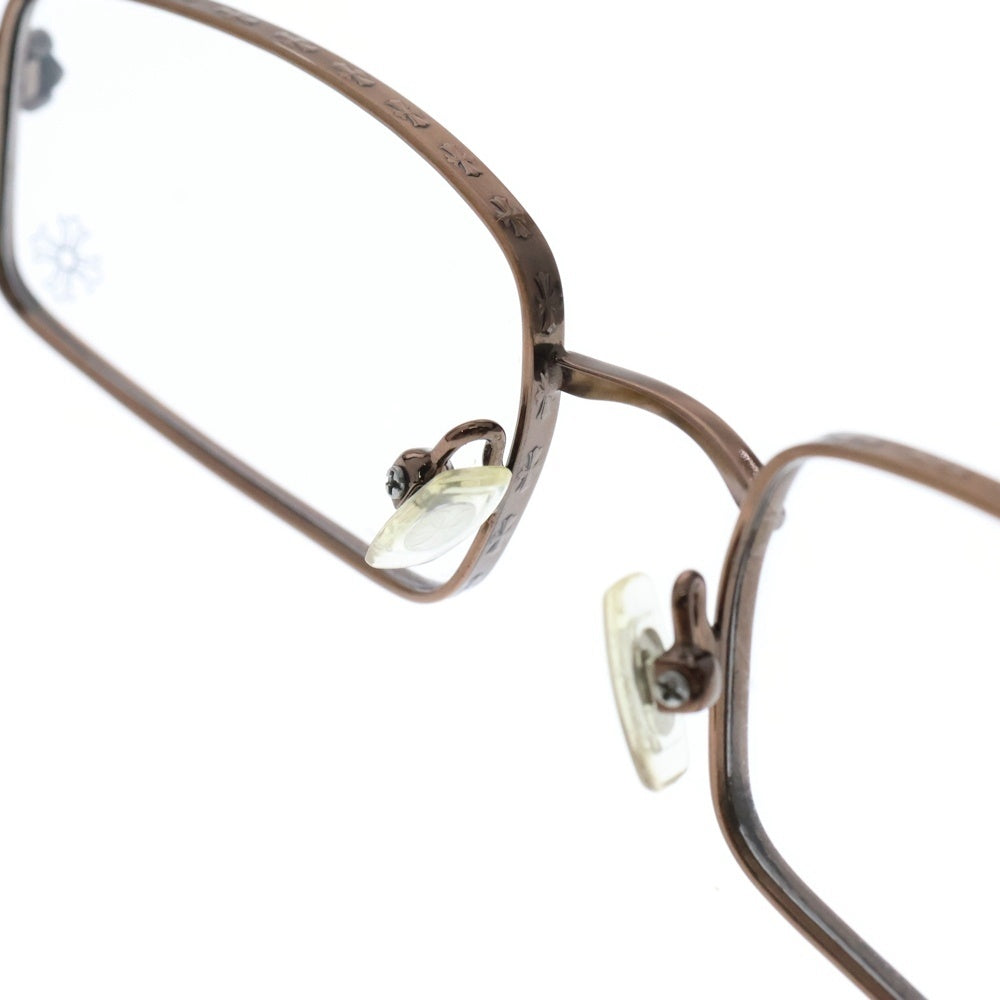 CHROME HEARTS(クロムハーツ) AXE ANTIQUE SILVER EBONY WOOD CHクロス スクエアフレーム エボ二ウッド 眼鏡 ブラウン/シルバー