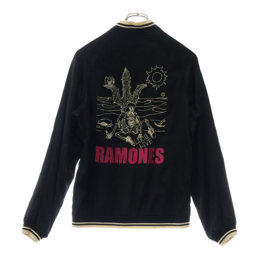 HYSTERIC GLAMOUR(ヒステリックグラマー) RAMONES ラモーンズ グラフィックエンブロイダリー サテン スタジャン スーベニアジャケット ブラック 2AB-6210