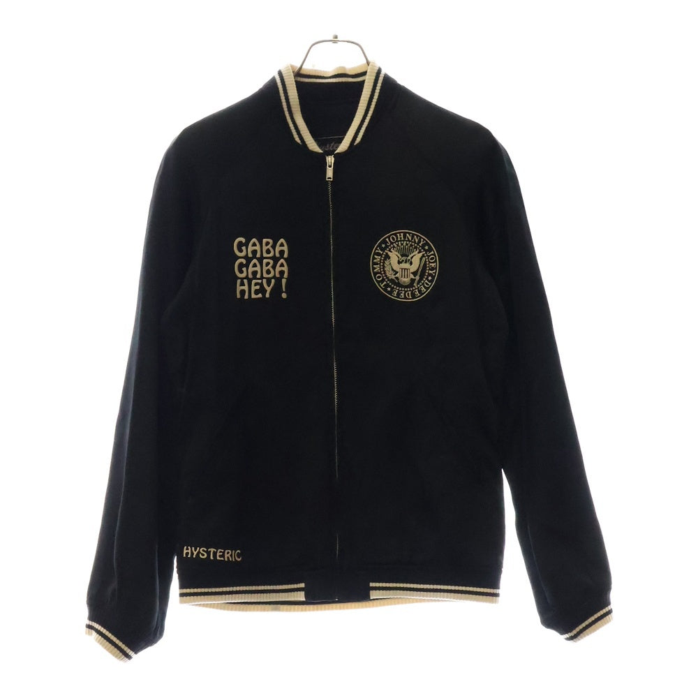 HYSTERIC GLAMOUR(ヒステリックグラマー) RAMONES ラモーンズ グラフィックエンブロイダリー サテン スタジャン スーベニアジャケット ブラック 2AB-6210