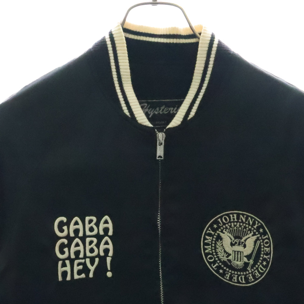 HYSTERIC GLAMOUR(ヒステリックグラマー) RAMONES ラモーンズ グラフィックエンブロイダリー サテン スタジャン スーベニアジャケット ブラック 2AB-6210