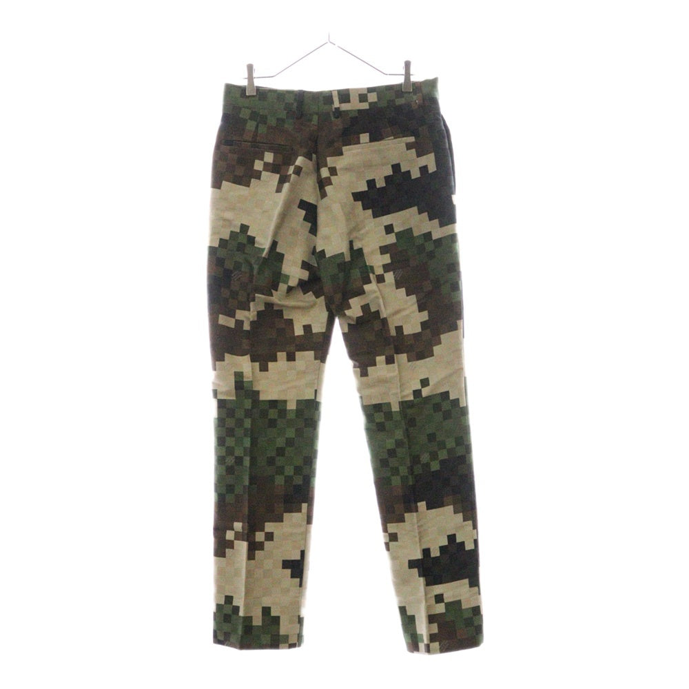 LOUIS VUITTON(ルイヴィトン) 24SS ダモフラージュ ダミエ ピクセル 迷彩 カモフラ総柄 ノータック シガレット スラックスパンツ トラウザーズ ベージュ/カーキ RM241 HSB HQP60W