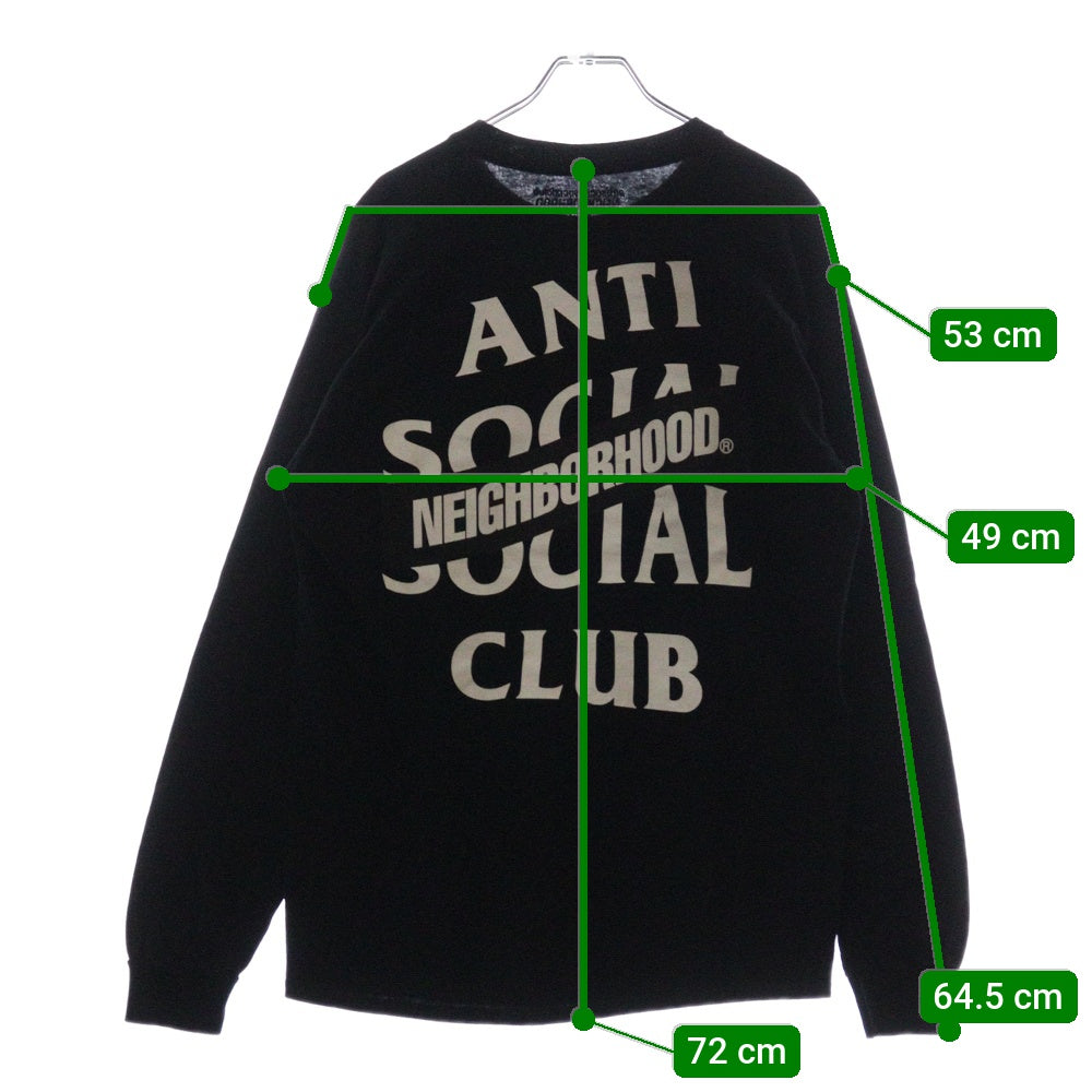 NEIGHBORHOOD(ネイバーフッド) 20AW ×ANTI SOCIAL SOCIAL CLUB L/S TEE アンチソーシャルソーシャルクラブ バックロゴプリントTシャツ 長袖クルーネックカットソー ブラック