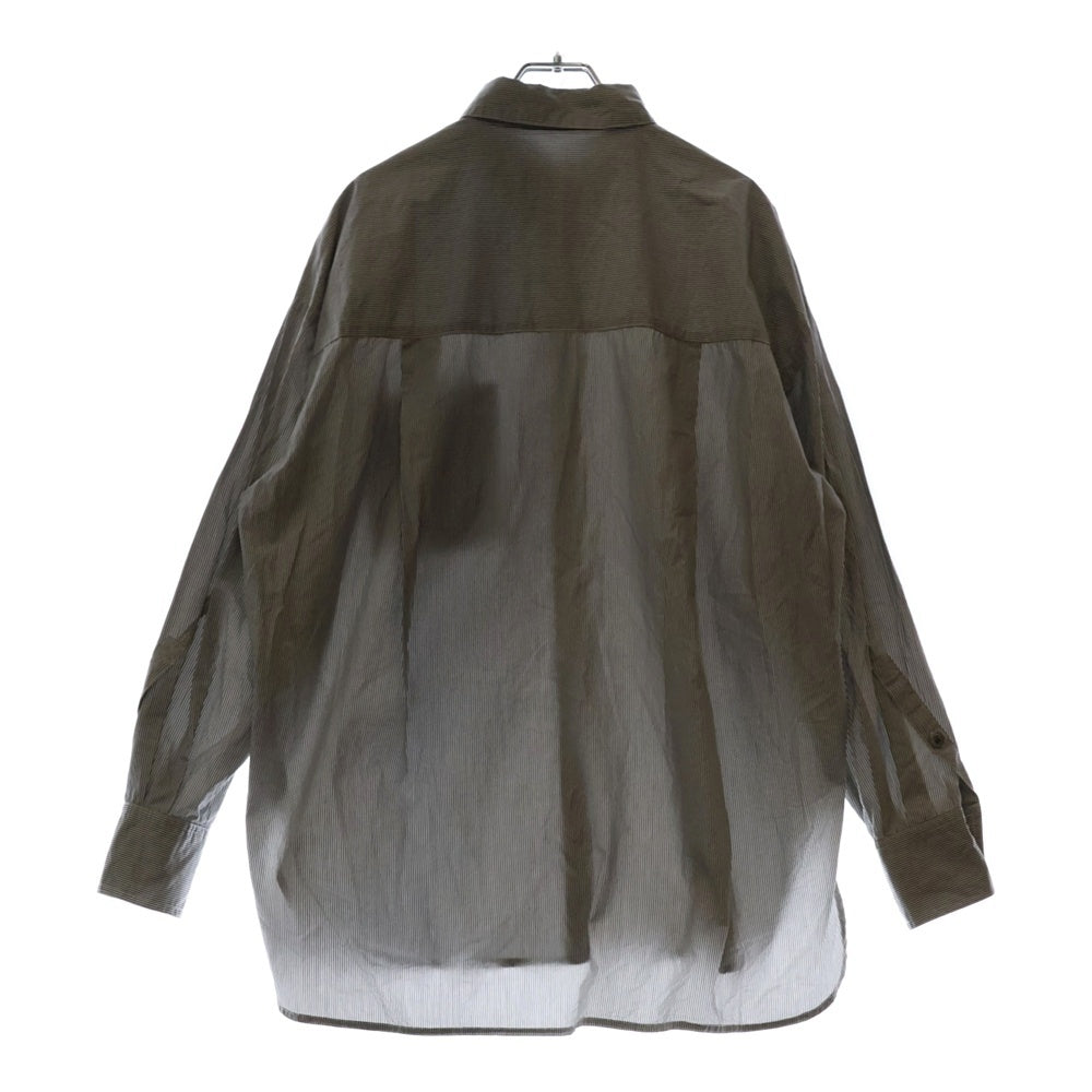 MAISON SPECIAL(メゾンスペシャル ) 2Way Over Shirt ストライプ ロングスリーブ オーバーサイズ 長袖シャツ グレー 21232315302