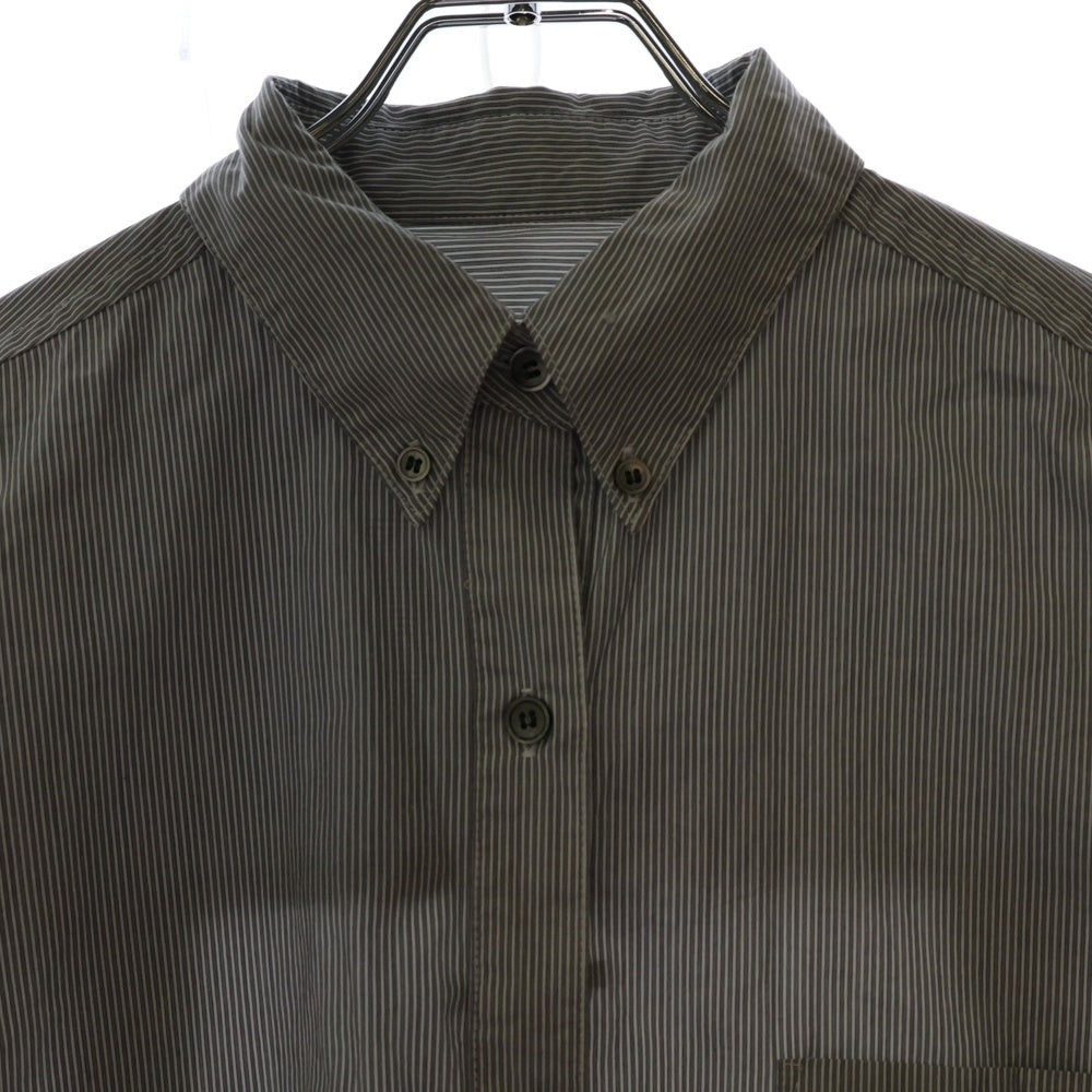 MAISON SPECIAL(メゾンスペシャル ) 2Way Over Shirt ストライプ ロングスリーブ オーバーサイズ 長袖シャツ グレー 21232315302