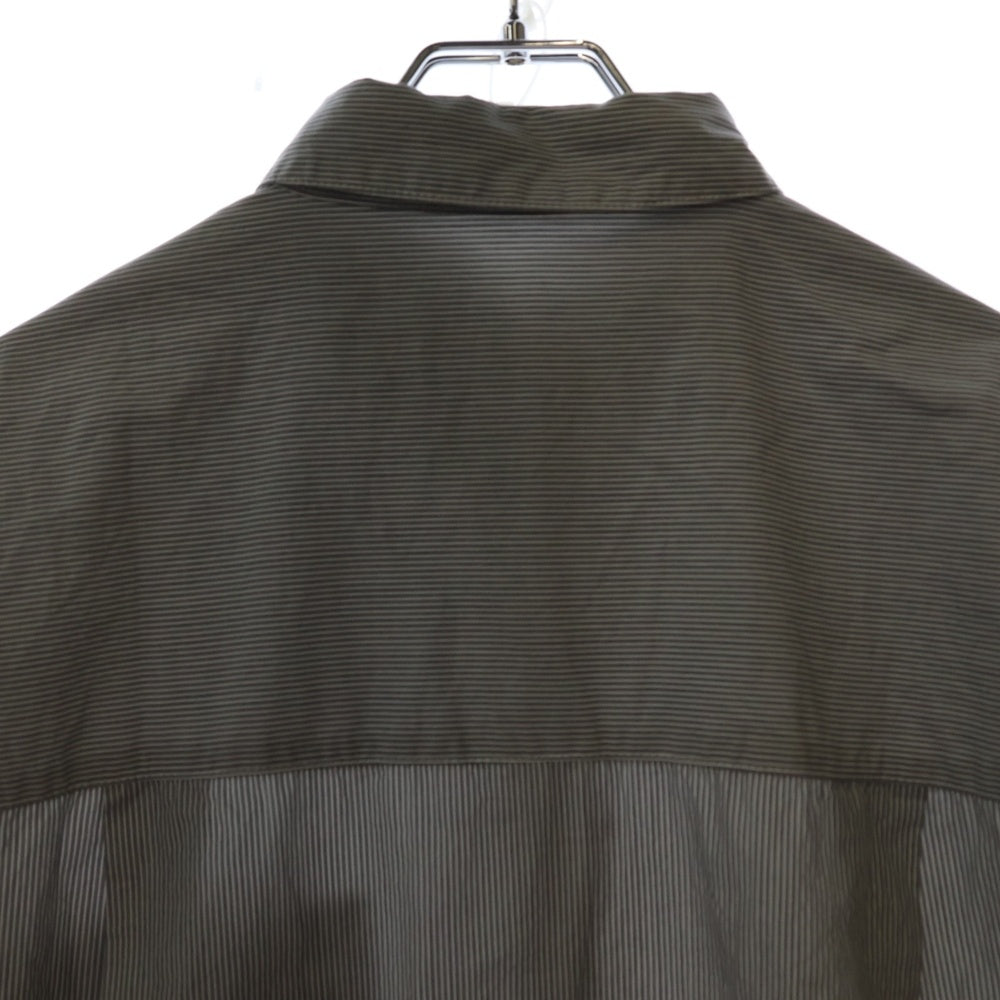 MAISON SPECIAL(メゾンスペシャル ) 2Way Over Shirt ストライプ ロングスリーブ オーバーサイズ 長袖シャツ グレー 21232315302