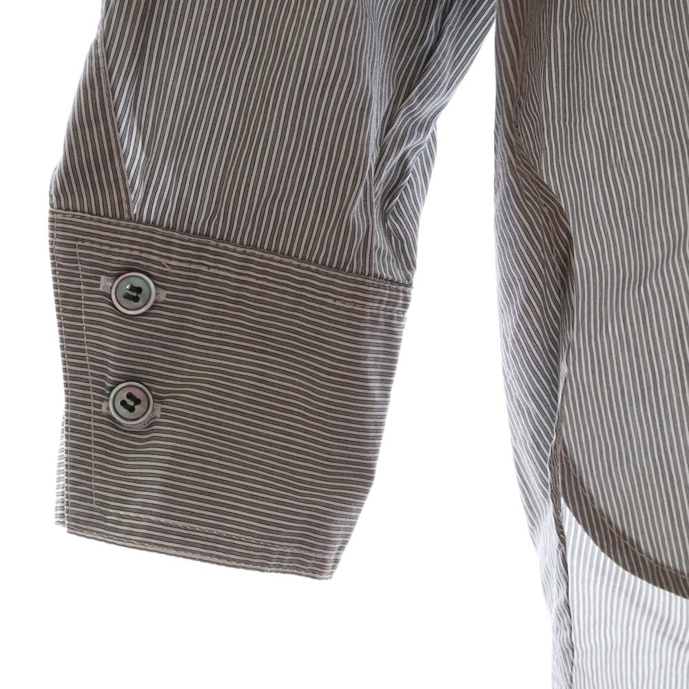 MAISON SPECIAL(メゾンスペシャル ) 2Way Over Shirt ストライプ ロングスリーブ オーバーサイズ 長袖シャツ グレー 21232315302