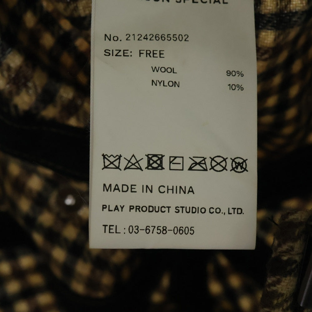 MAISON SPECIAL(メゾンスペシャル ) MULTI FABRIC CAP マルチ ファブリック キャップ ガンクラブチェック ブラウン 21242665502