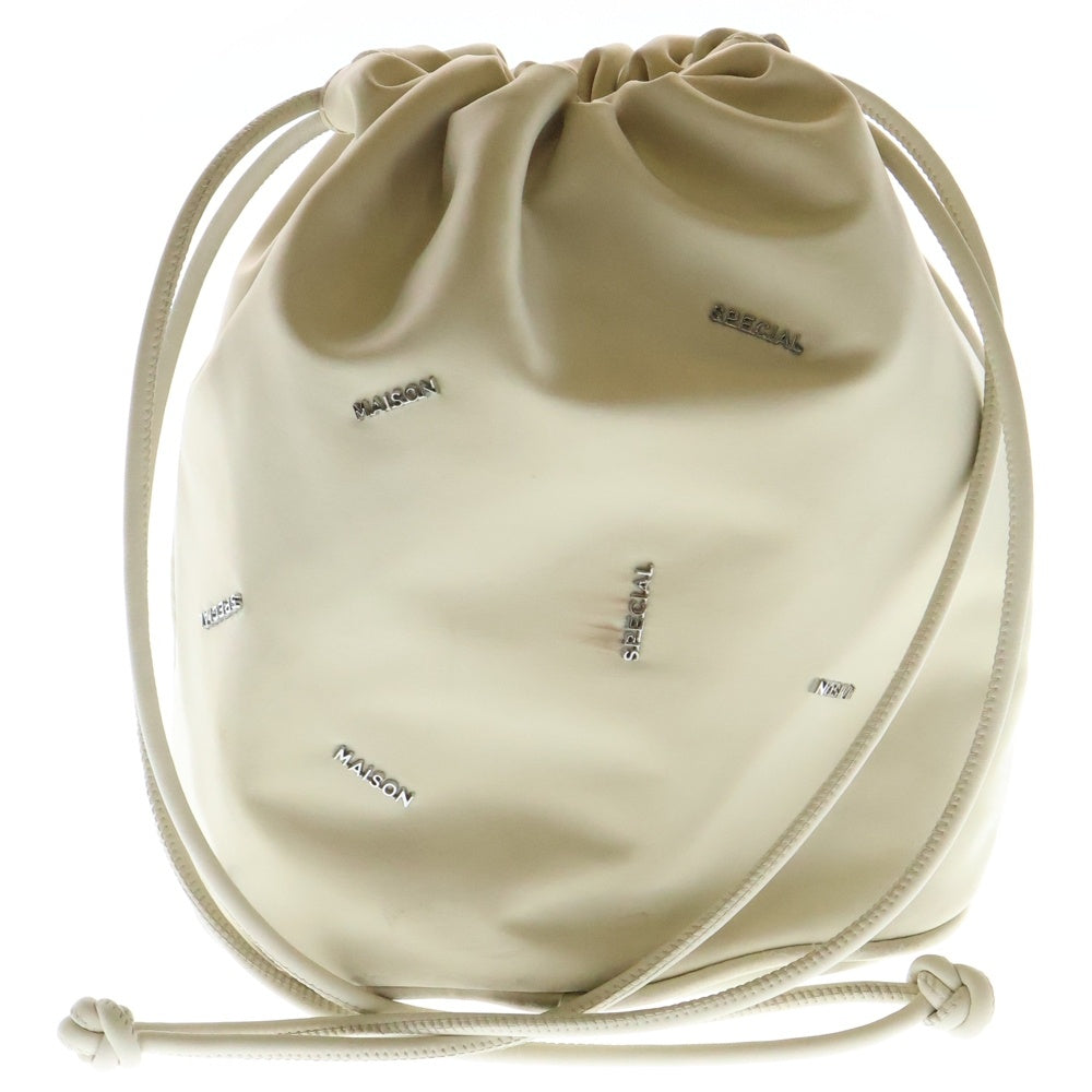 MAISON SPECIAL(メゾンスペシャル ) MANY MS LOGO DRAWSTRING BAG ロゴドローストリングバッグ 巾着 ベージュ