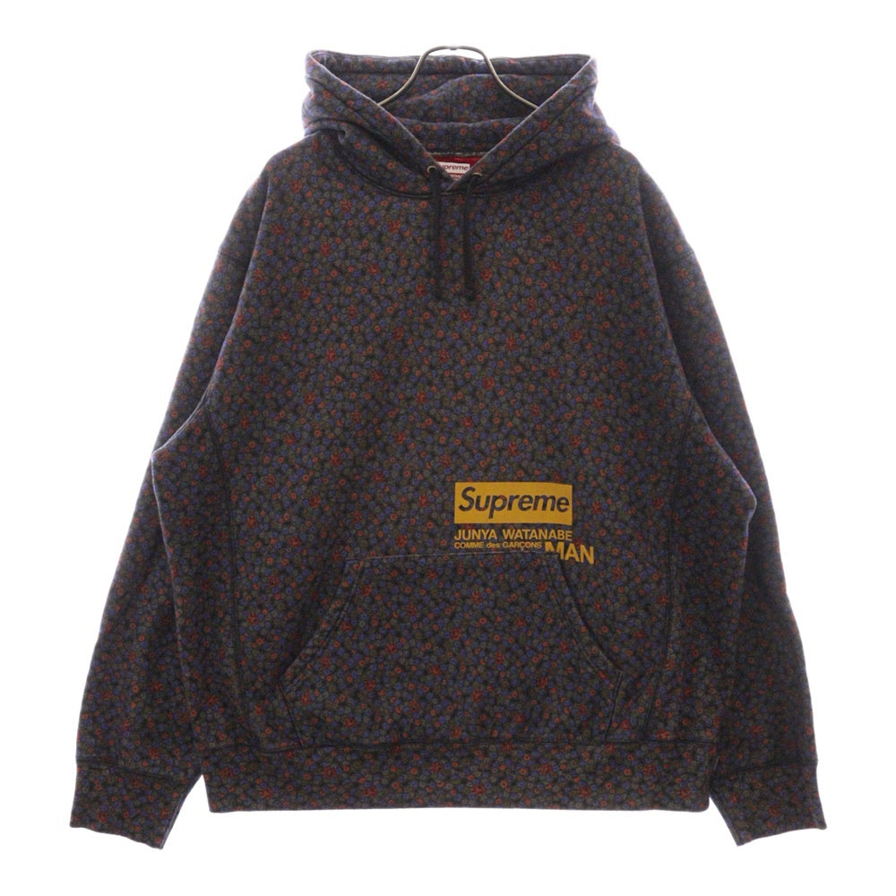 SUPREME(シュプリーム) 21AW × JUNYA WATANABE COMME des GARCONS MAN HOODED SWEATSHIRT Black Flowers ジュンヤ ワタナベ コムデギャルソン マン フーディー プルオーバーパーカー