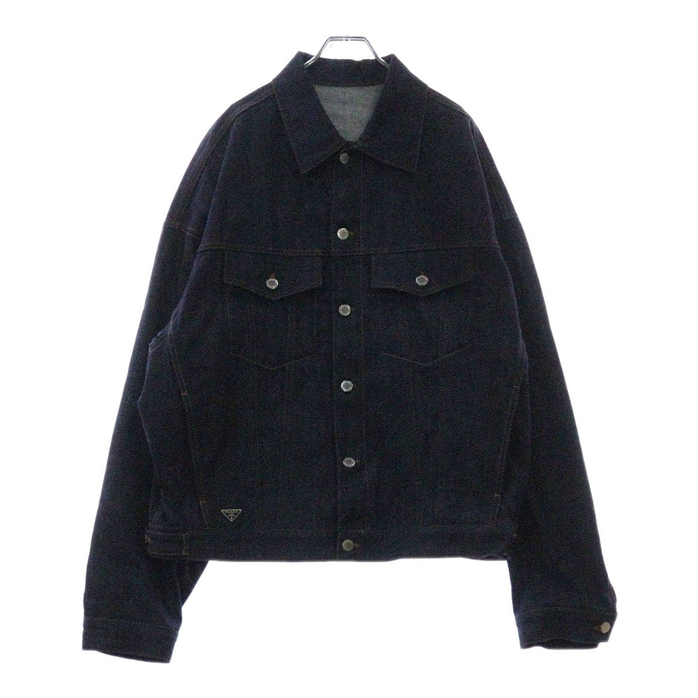 PRADA(プラダ) トライアングルプレート 三角ロゴ リジット デニムトラッカージャケット インディゴ GEB257