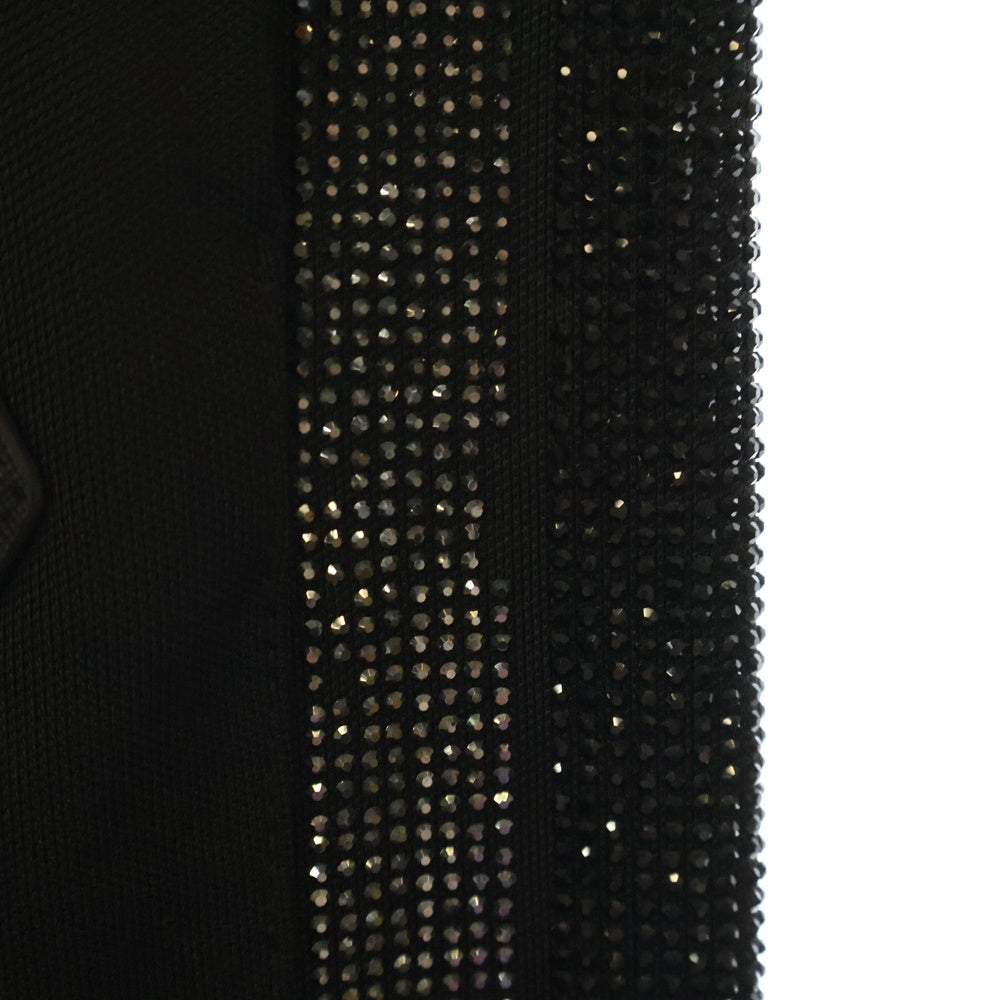 Philipp Plein(フィリッププレイン) トルコ製 サイドラインストーン装飾 ロゴパッチ トラックパンツ ブラック