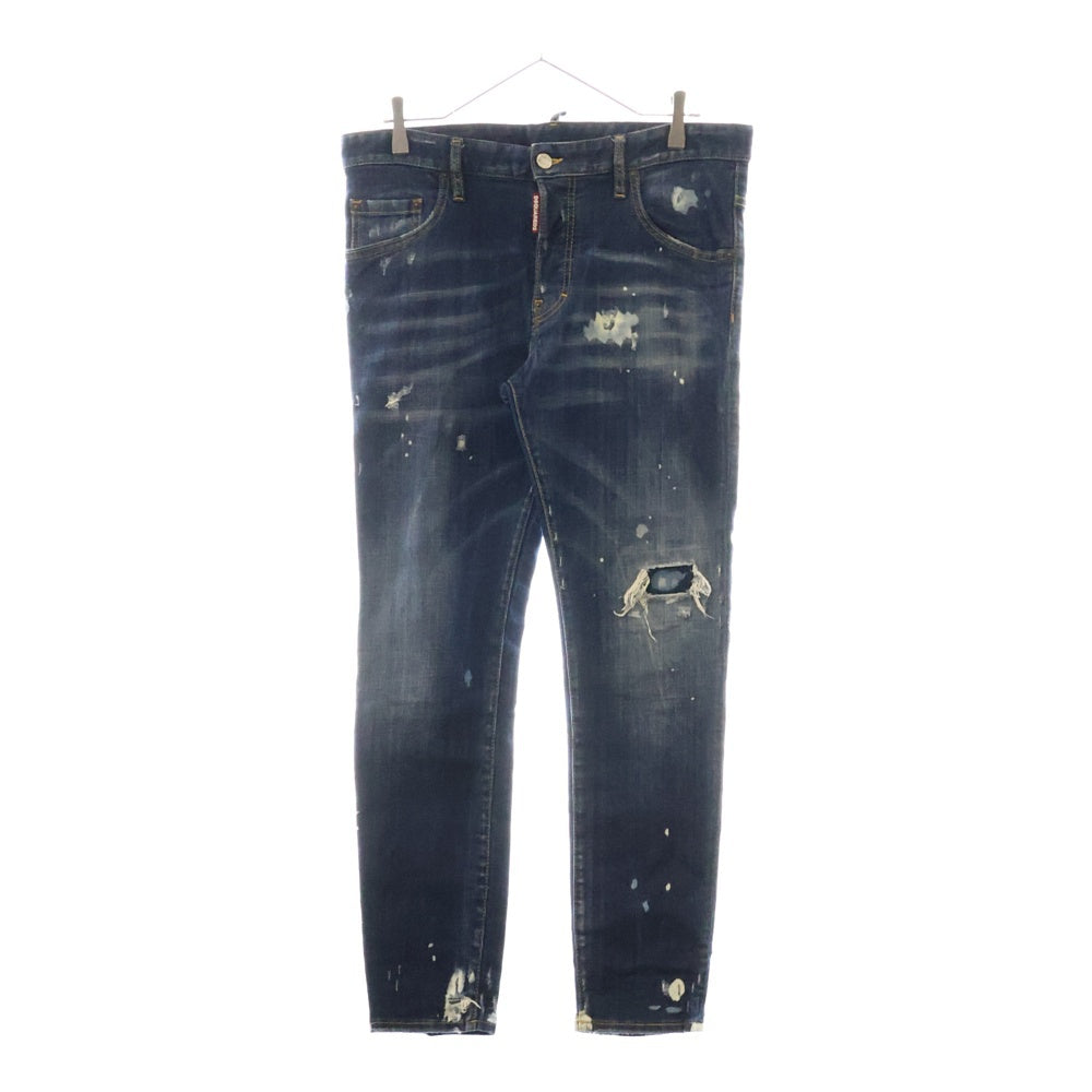 DSQUARED2(ディースクエアード) 17AW SKATER JEAN スケーター ダメージ加工 ボタンフライ デニム スキニーパンツ インディゴ S74LB0265 S30342
