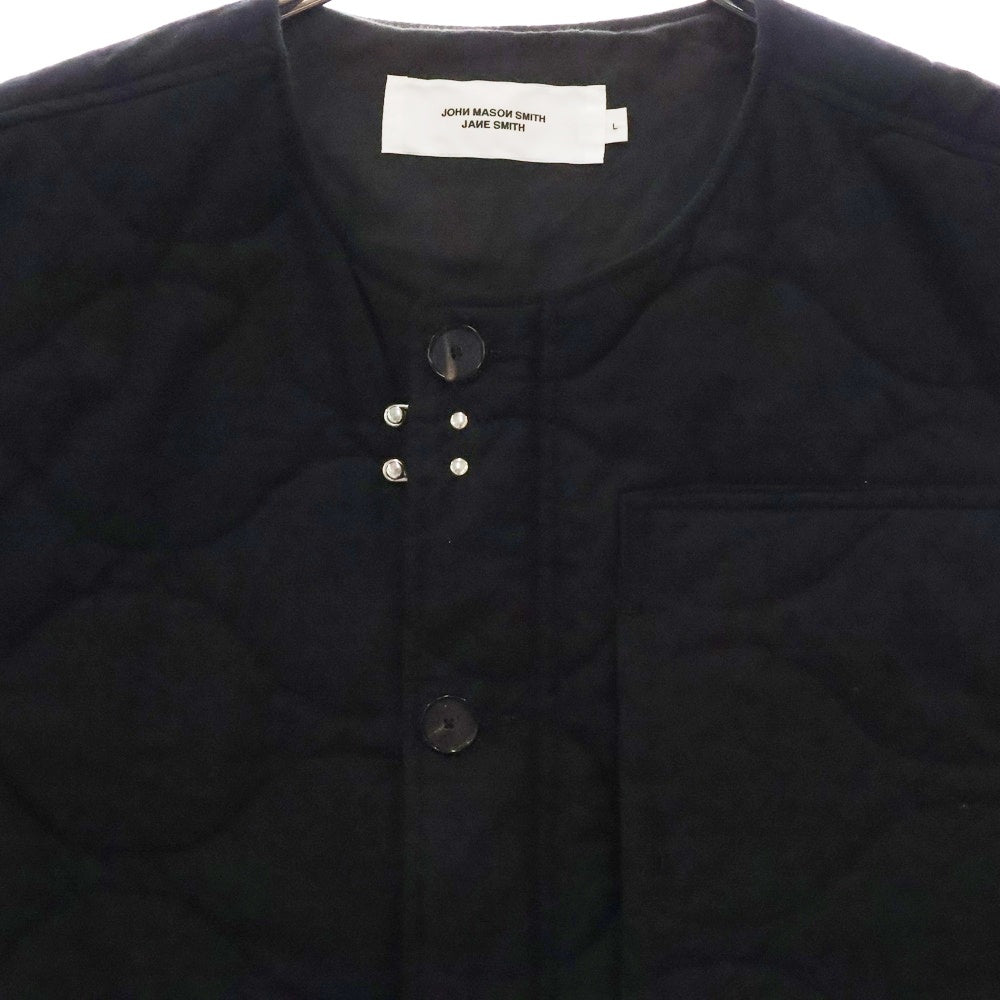 JOHN MASON SMITH(ジョン メイソン スミス) 24SS WASHED COTTON BROAD QUILTED VEST ウォッシュド コットン ブロード キルティングベスト ブラック 24SVE-#230S
