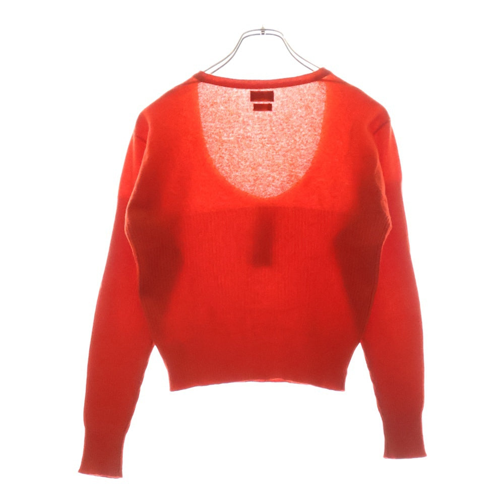 CHANEL(シャネル) 80S VINTAGE ヴィンテージ ハーフボタン オープンネック カシミヤニットカセーター スコットランド製 レディース レッド