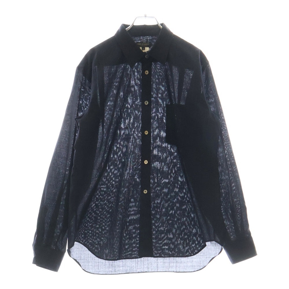 COMME des GARCONS HOMME PLUS(コムデギャルソンオムプリュス) 16AW AD2016 フロントポケット フォーマル ストライプ 長袖シャツ ブラック PR-B031