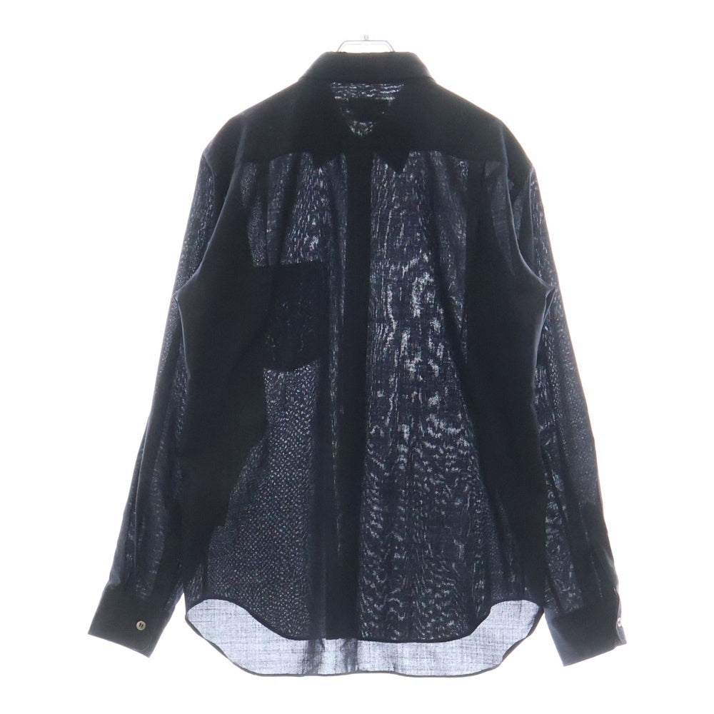 COMME des GARCONS HOMME PLUS(コムデギャルソンオムプリュス) 16AW AD2016 フロントポケット フォーマル ストライプ 長袖シャツ ブラック PR-B031