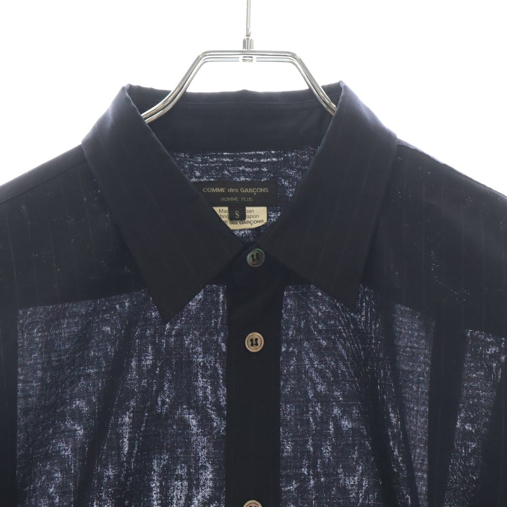 COMME des GARCONS HOMME PLUS(コムデギャルソンオムプリュス) 16AW AD2016 フロントポケット フォーマル ストライプ 長袖シャツ ブラック PR-B031